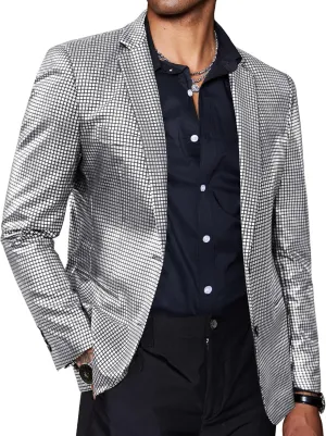 COOFANDY Mens Metallic Jacket Regular Fit Blazer Casual 70s Disco Party Sport Coat
