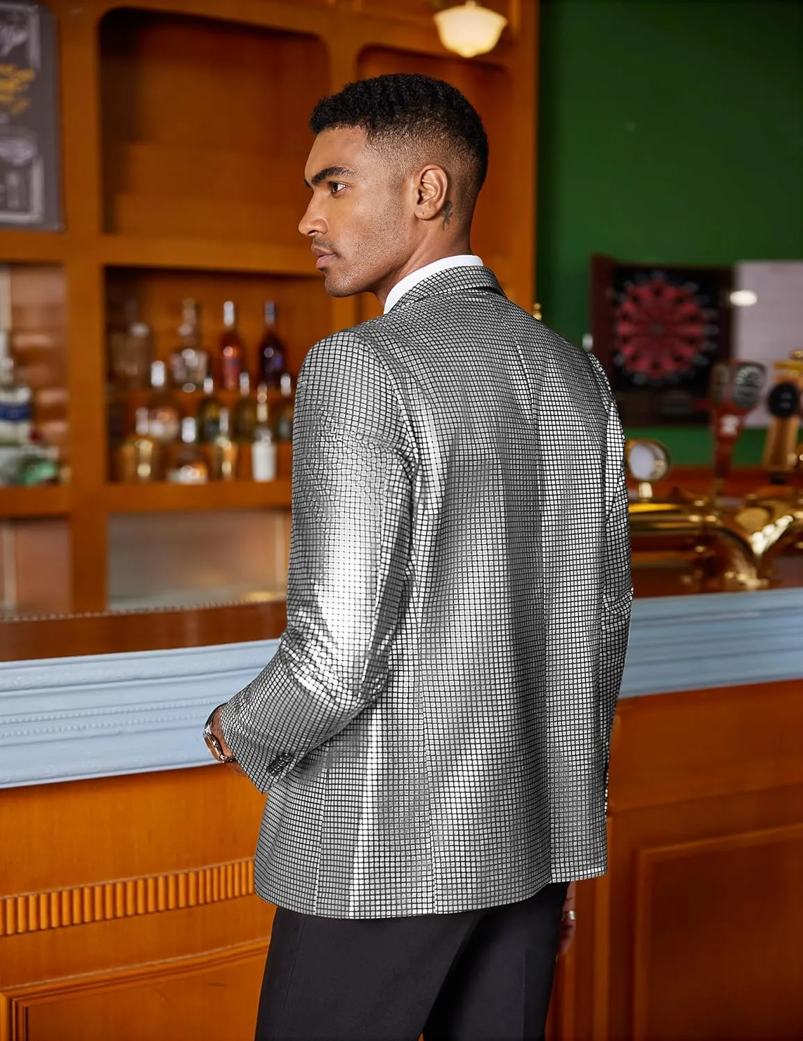 COOFANDY Mens Metallic Jacket Regular Fit Blazer Casual 70s Disco Party Sport Coat