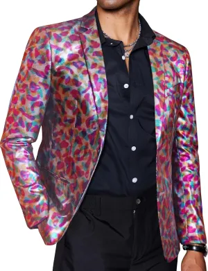 COOFANDY Mens Metallic Jacket Regular Fit Blazer Casual 70s Disco Party Sport Coat