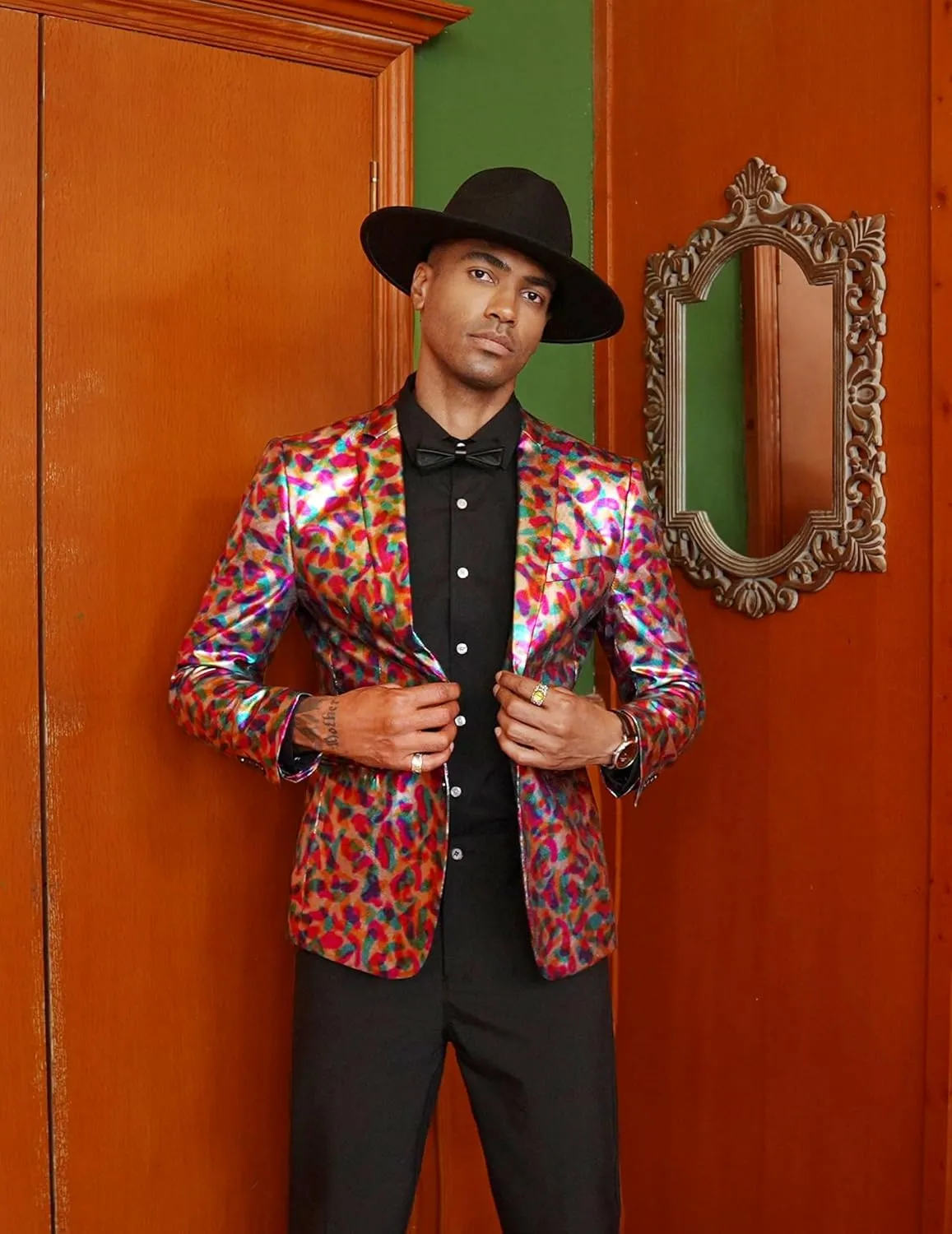 COOFANDY Mens Metallic Jacket Regular Fit Blazer Casual 70s Disco Party Sport Coat