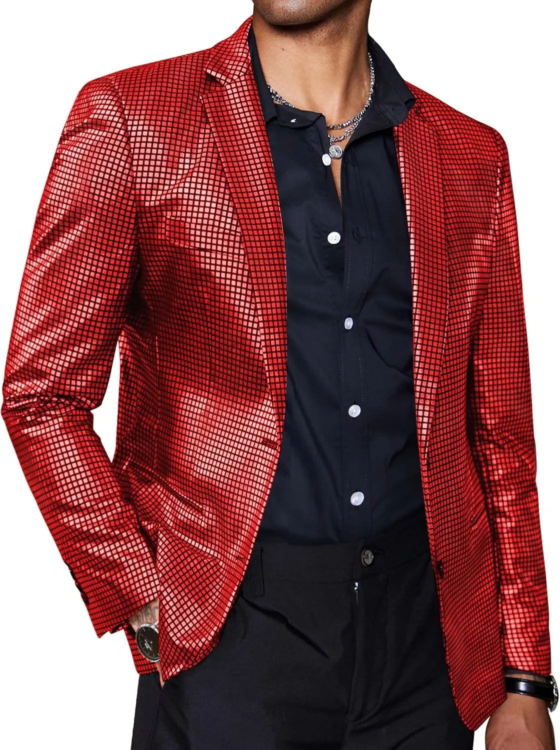COOFANDY Mens Metallic Jacket Regular Fit Blazer Casual 70s Disco Party Sport Coat