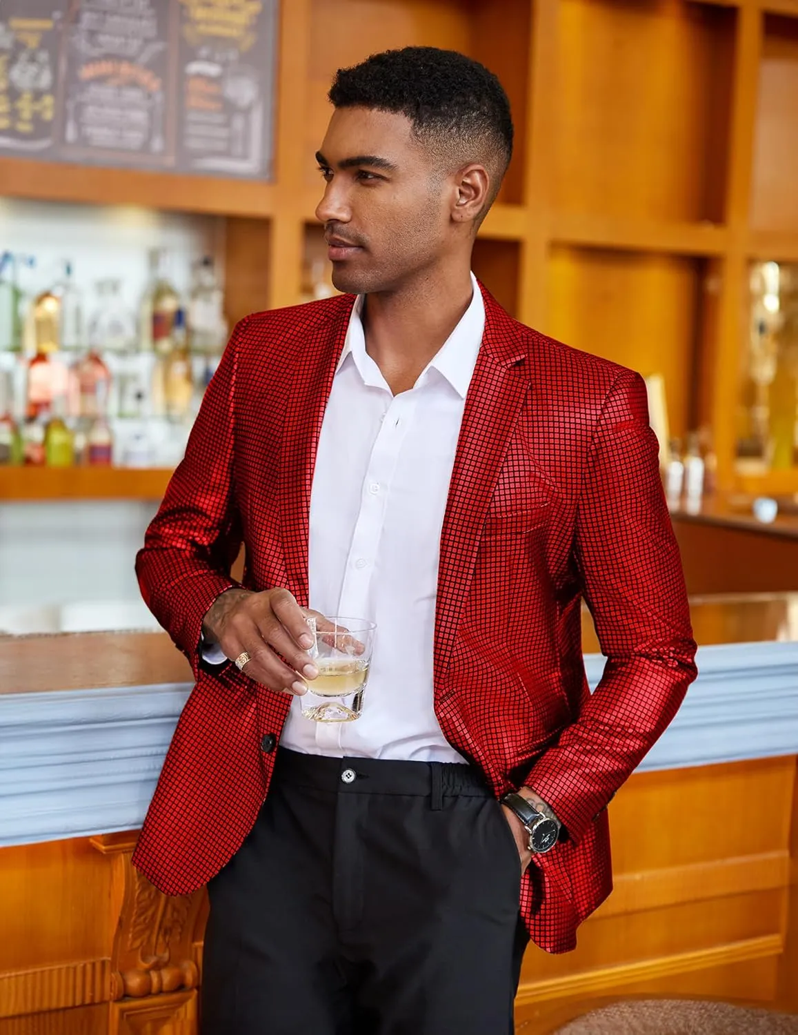 COOFANDY Mens Metallic Jacket Regular Fit Blazer Casual 70s Disco Party Sport Coat