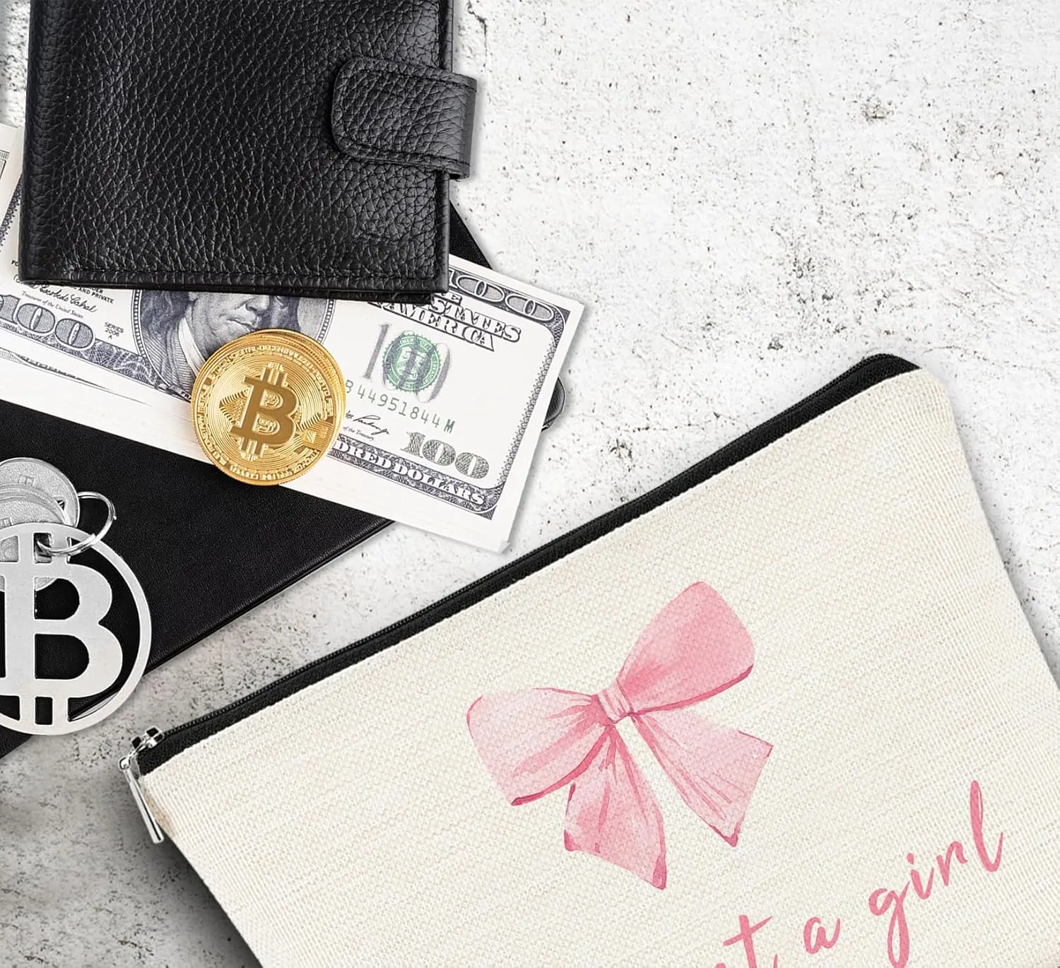 Coquette Makeup Bag, Preppy Makeup Bag, Pink Coquette Bow Cosmetic Bags for Women, Preppy Stuff, Preppy Gifts for Women, Coquette Stuff Zipper Pouch, Cute Pink Makeup Pouch