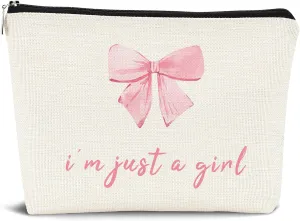 Coquette Makeup Bag, Preppy Makeup Bag, Pink Coquette Bow Cosmetic Bags for Women, Preppy Stuff, Preppy Gifts for Women, Coquette Stuff Zipper Pouch, Cute Pink Makeup Pouch