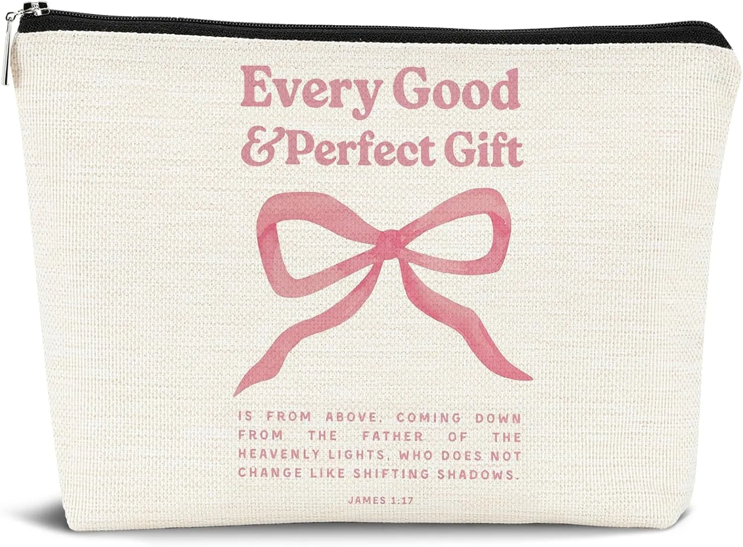 Coquette Pink Bow Jesus Cosmetic Bags Zipper Pouch Travel Toiletry Bag,Preppy Pink Bow Makeup Bag Aesthetic for Teen Girls,Bible Verses Gift for Birthday Party Girls Travel Storage Accessories