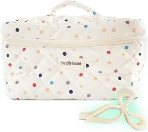 Coquette Quilted Toiletry Organizer Set - Cotton Quilted Travel Makeup Bags, Cute Aesthetic Pencil Case