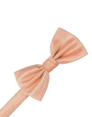Coral Herringbone Kids Bow Tie
