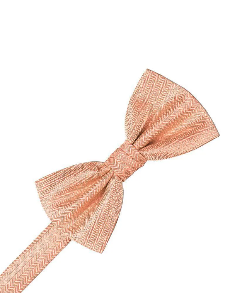 Coral Herringbone Kids Bow Tie