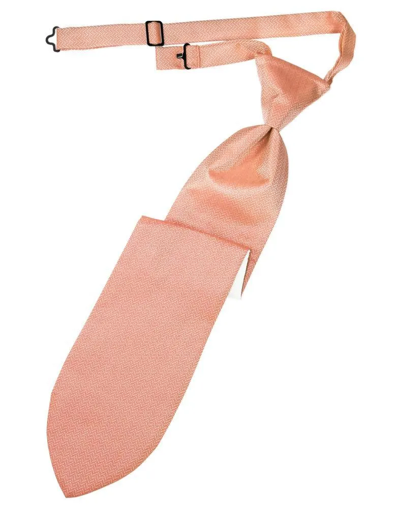 Coral Herringbone Kids Necktie