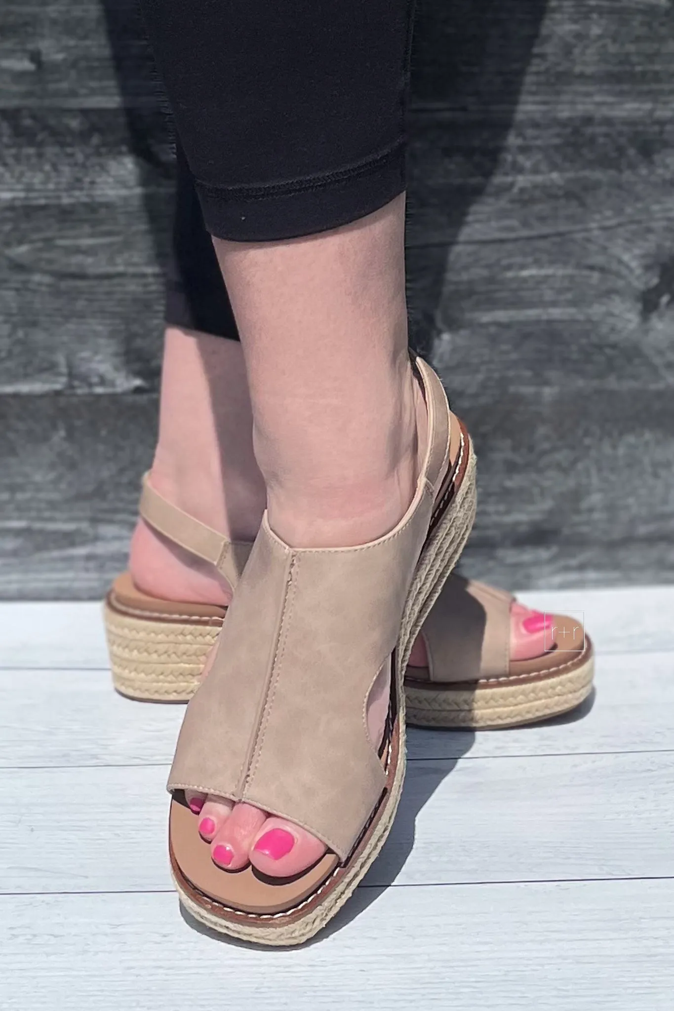Corkys Ready Or Not Taupe Low Heel Wedge Espadrille
