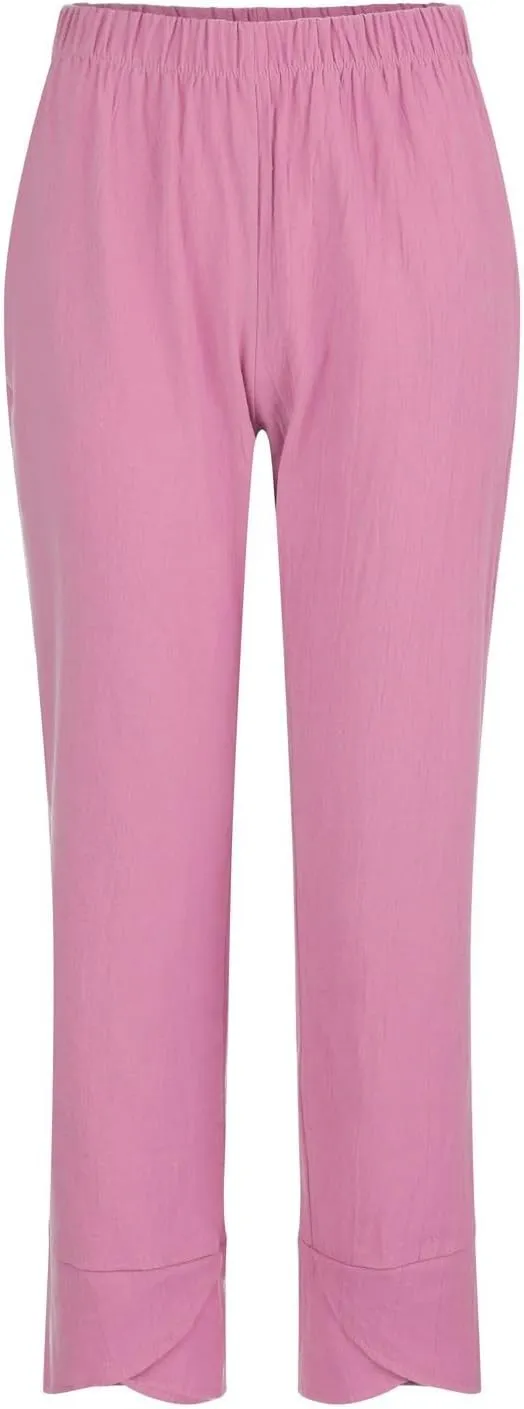 Cotton Linen Pants for Women Loose Fit Summer 2025 Casual Home Pants Elastic Waisted Straight Leg Trousers Beach Resort Wear