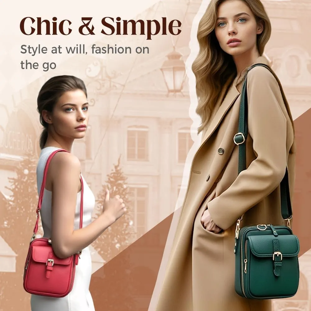 Crossbody Leather Bag for Women, Multi-Slot Multifunctional Large Capacity Bags Adjustable Shoulder Bags