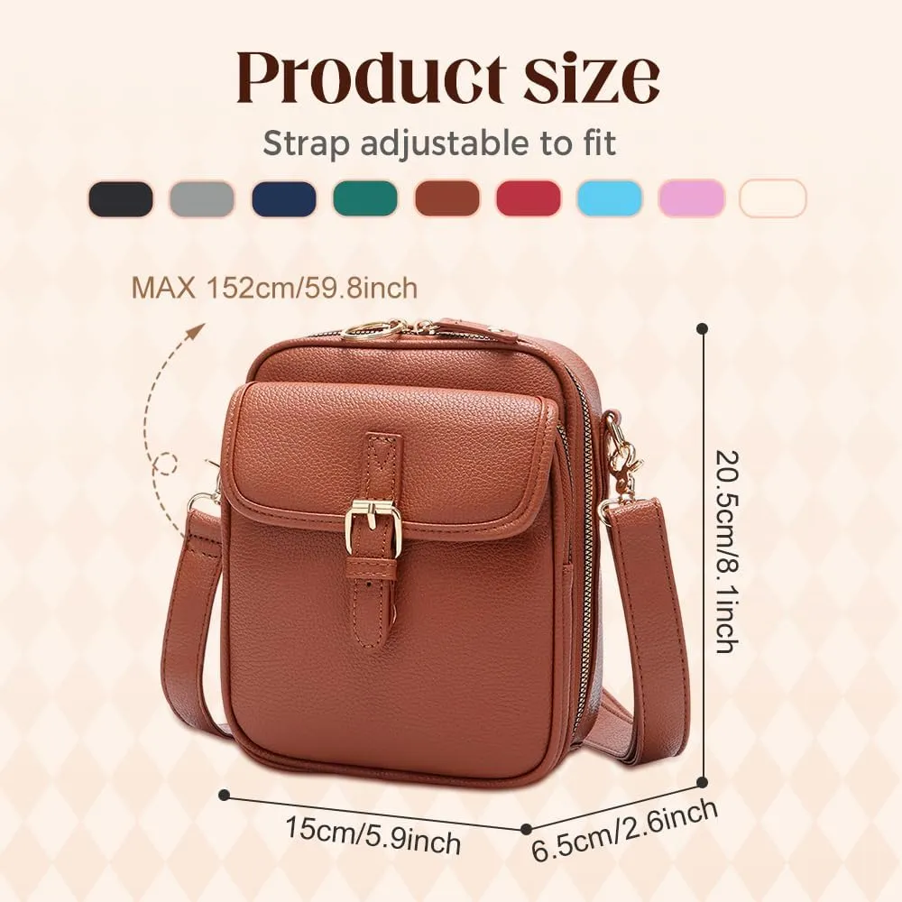 Crossbody Leather Bag for Women, Multi-Slot Multifunctional Large Capacity Bags Adjustable Shoulder Bags