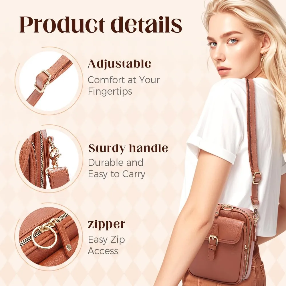 Crossbody Leather Bag for Women, Multi-Slot Multifunctional Large Capacity Bags Adjustable Shoulder Bags