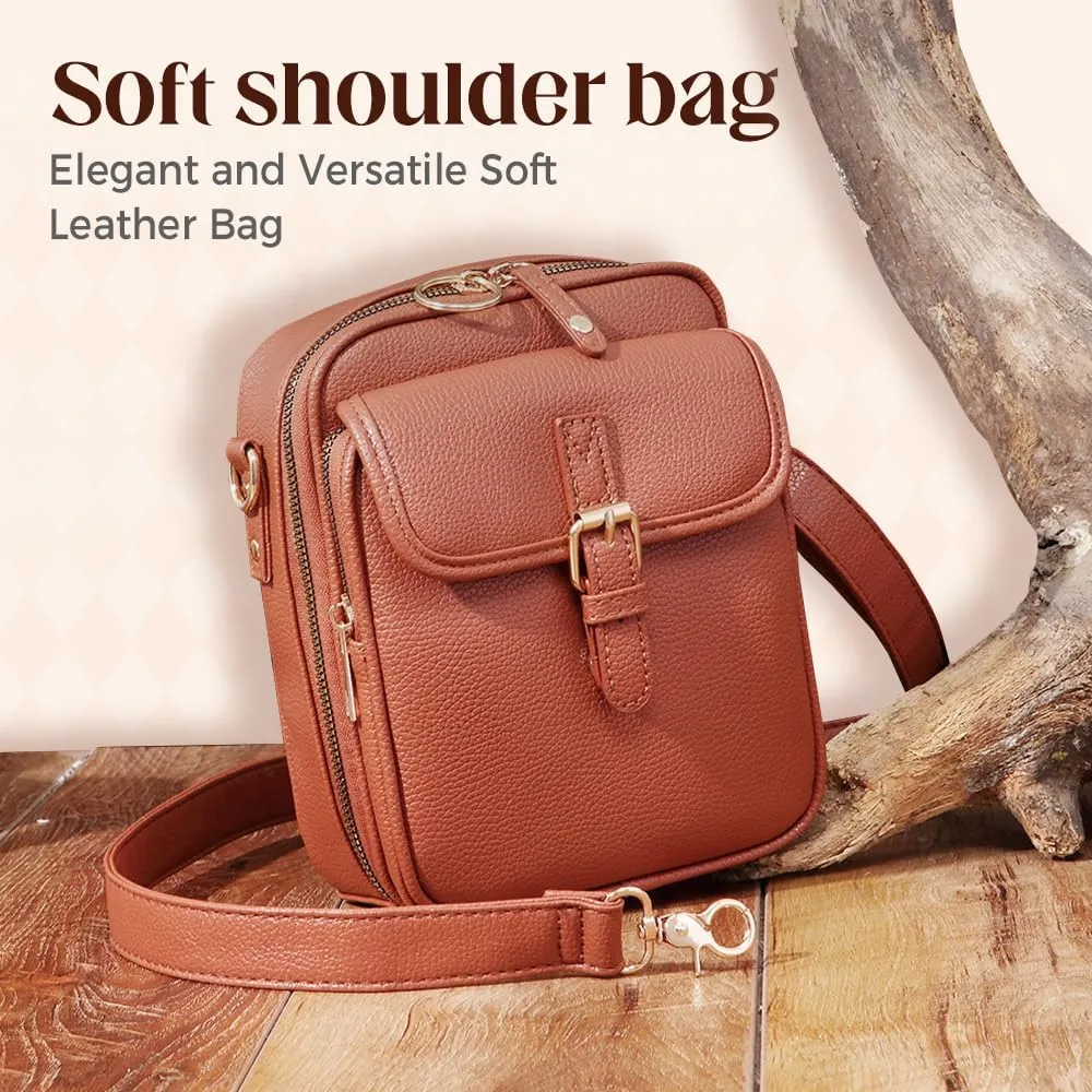 Crossbody Leather Bag for Women, Multi-Slot Multifunctional Large Capacity Bags Adjustable Shoulder Bags