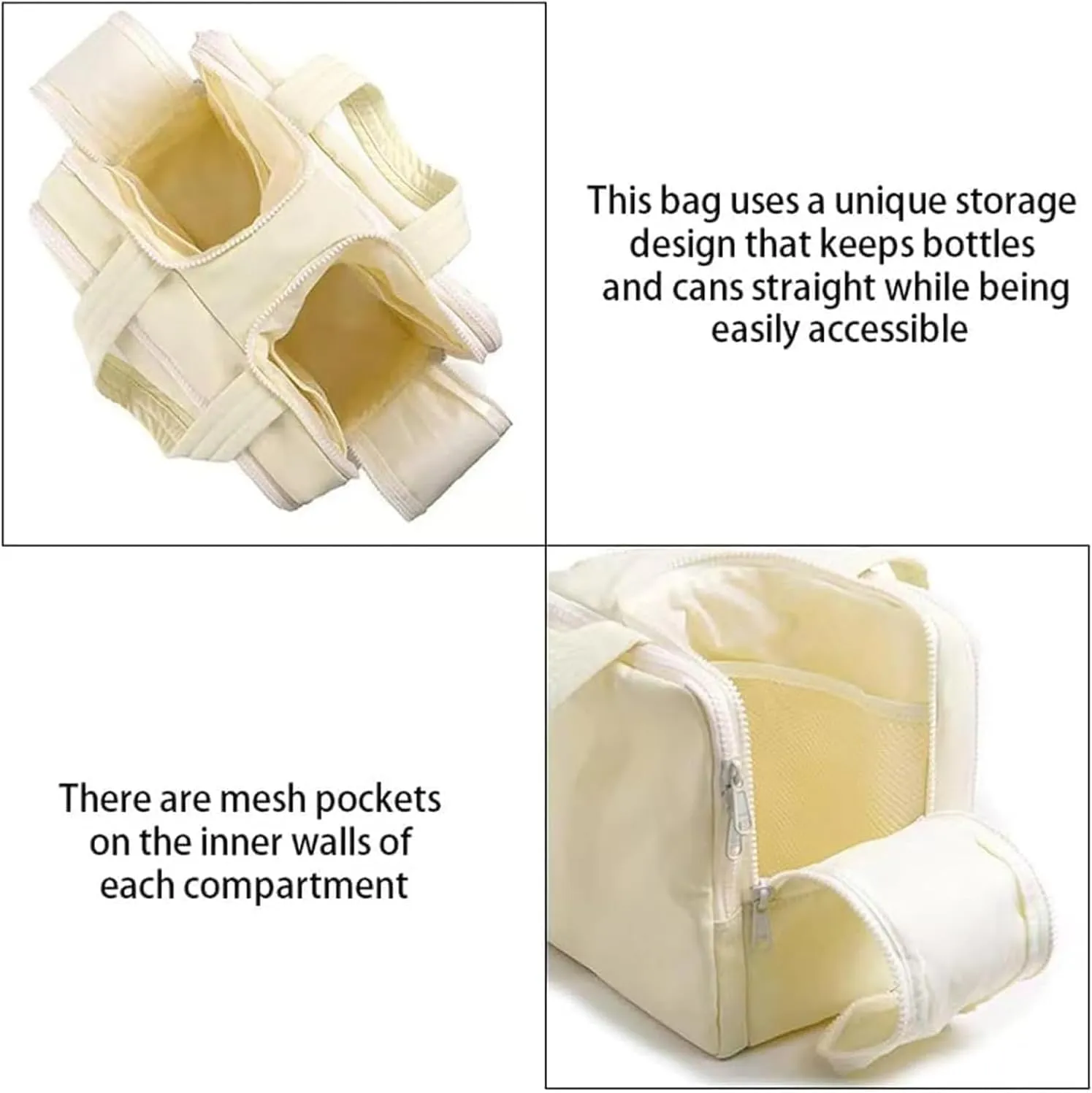 Cureaway Travel Cosmetic Bag, Hanging Toiletry Bag For Women, Large Capacity Wide-Open Travel Cosmetic Bag With Divider (Off-white)