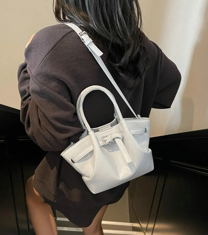 Cute Y2k Shoulder Bag for Women PU Leather Belted Hobo Bags Underarm Tote Handbag Mini Satchel Crossbody Purse 2025