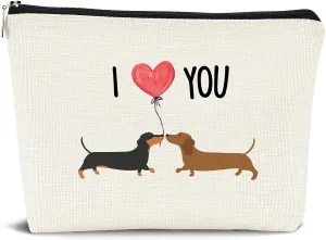Dachshund Kiss Cosmetic Bag - Wiener Dog Gifts for Dachshund Lovers & Moms