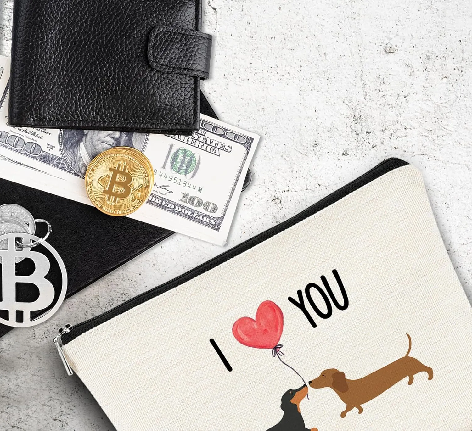 Dachshund Kiss Cosmetic Bag - Wiener Dog Gifts for Dachshund Lovers & Moms