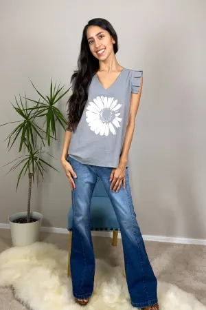 Daisy Gray V-Neck Top