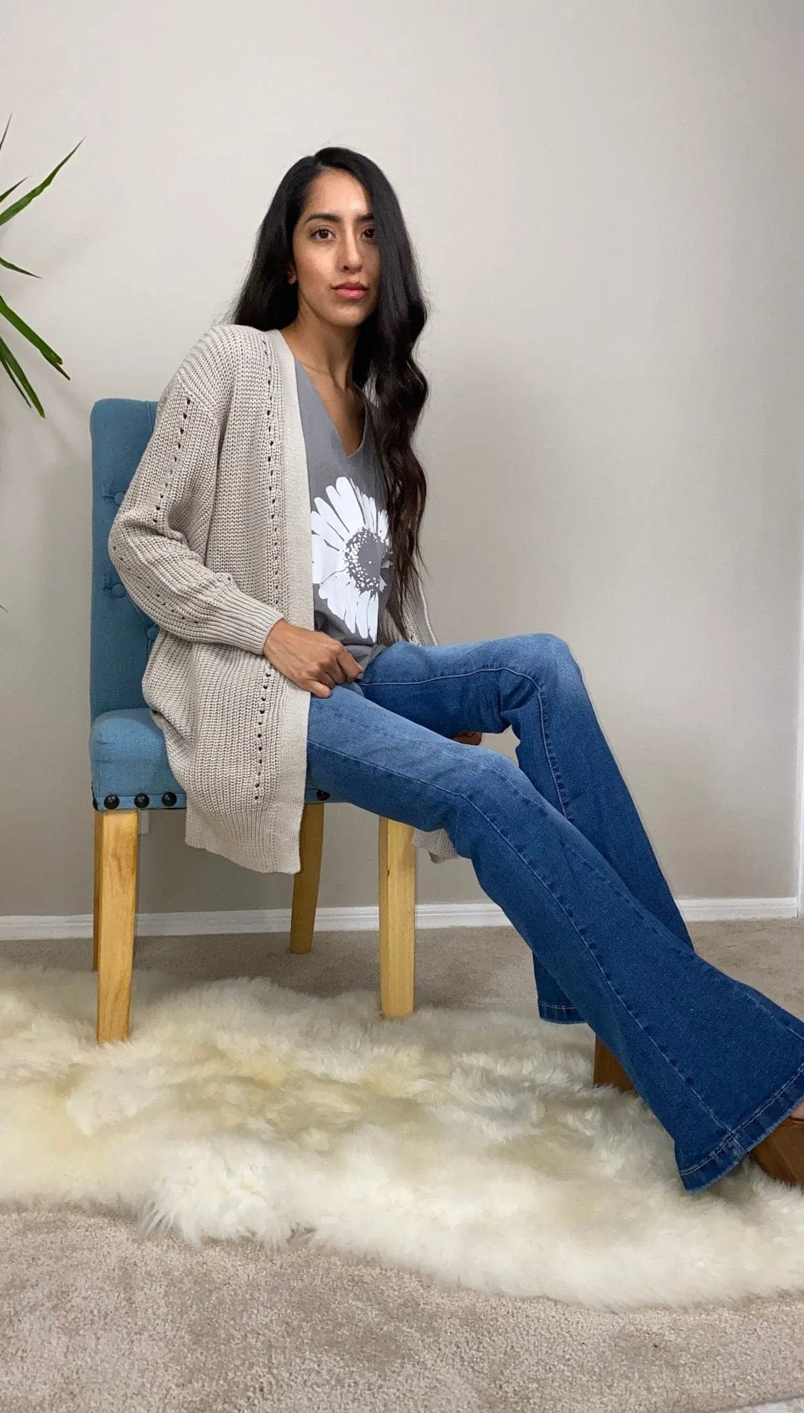 Daisy Gray V-Neck Top