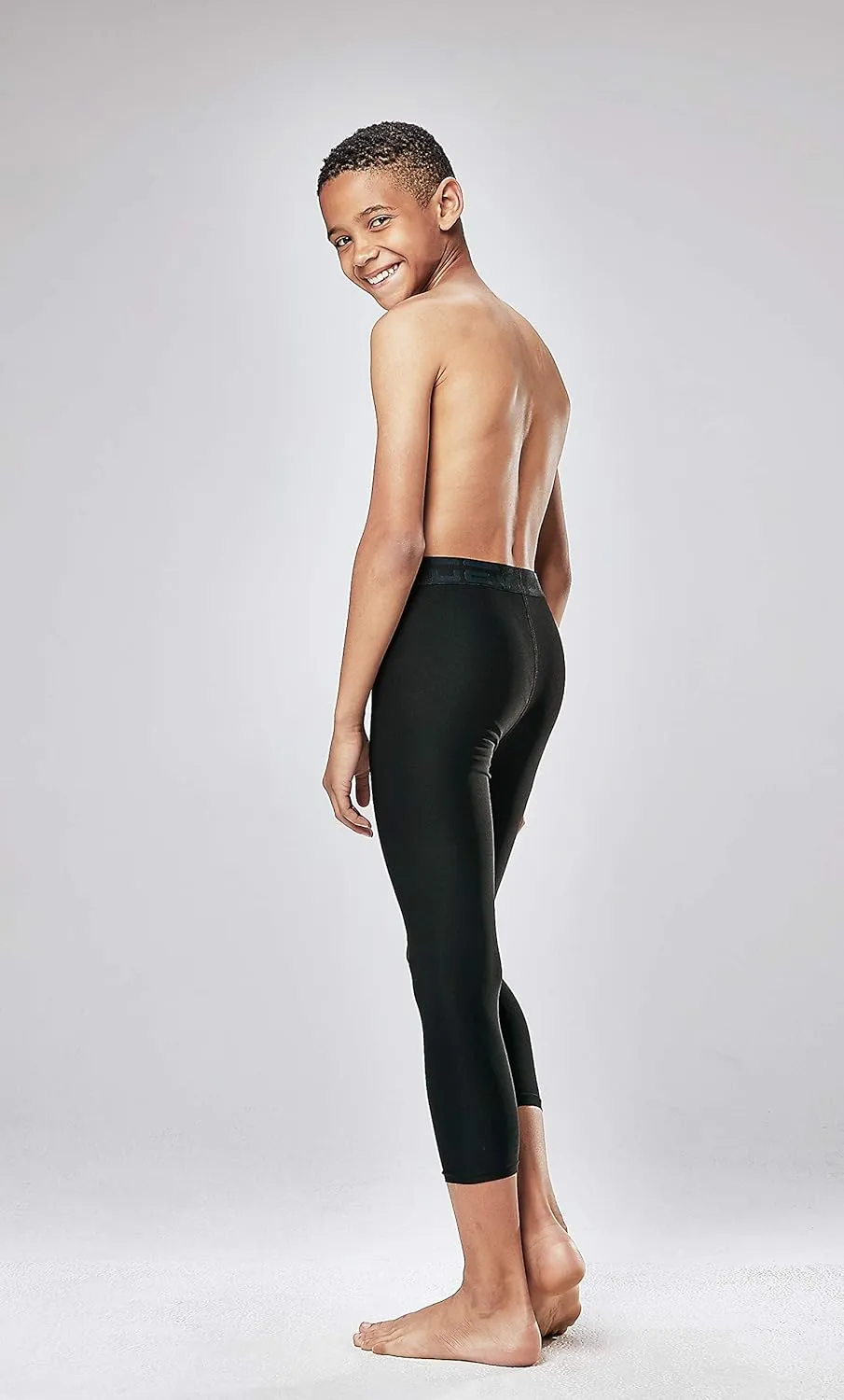 DEVOPS Boys 2-Pack 3/4 Compression Tights Sport Leggings Pants