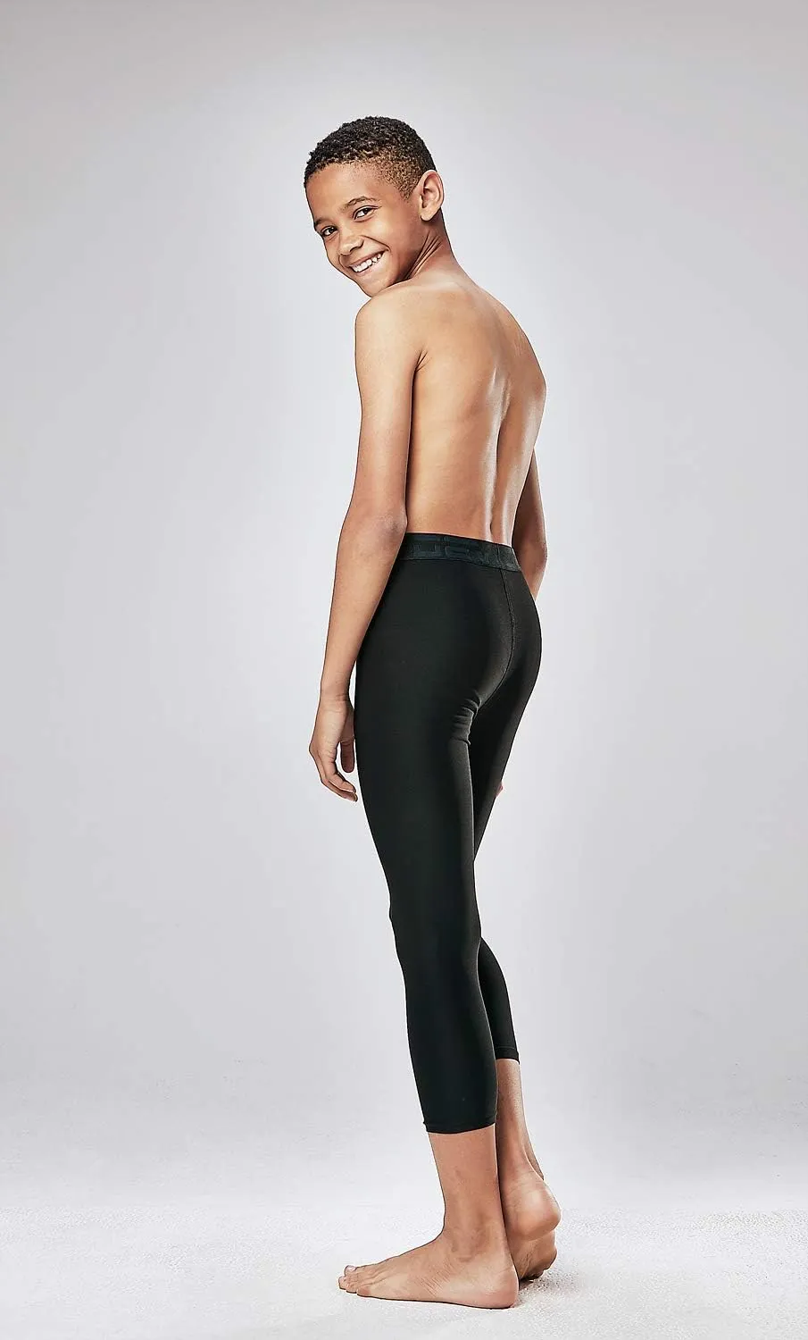 DEVOPS Boys 2-Pack 3/4 Compression Tights Sport Leggings Pants