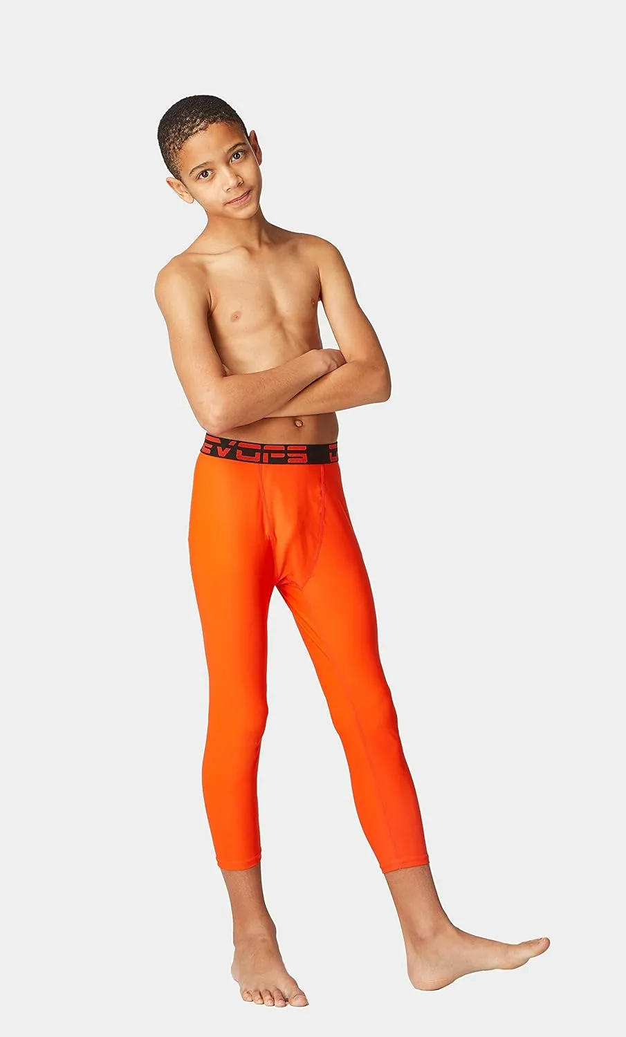 DEVOPS Boys 2-Pack 3/4 Compression Tights Sport Leggings Pants