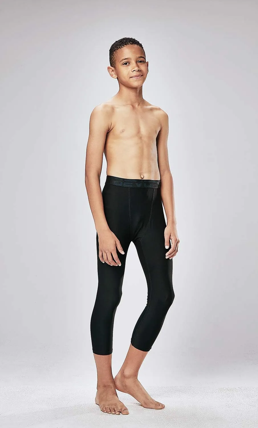 DEVOPS Boys 2-Pack 3/4 Compression Tights Sport Leggings Pants