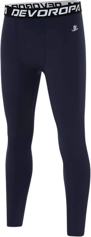 DEVOROPA Boys Leggings Quick Dry Youth Compression Pants Sports Tights Basketball Baseball Base Layer Husky/Slim/Regular Fit