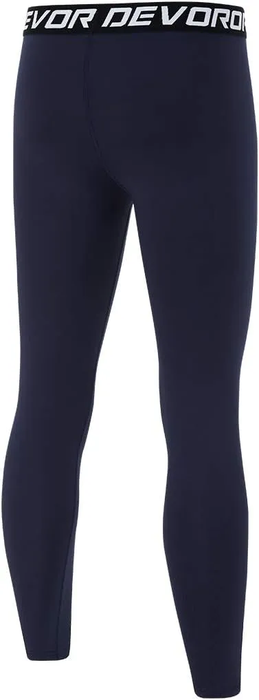 DEVOROPA Boys Leggings Quick Dry Youth Compression Pants Sports Tights Basketball Baseball Base Layer Husky/Slim/Regular Fit