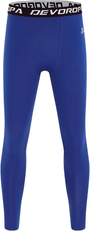 DEVOROPA Boys Leggings Quick Dry Youth Compression Pants Sports Tights Basketball Baseball Base Layer Husky/Slim/Regular Fit