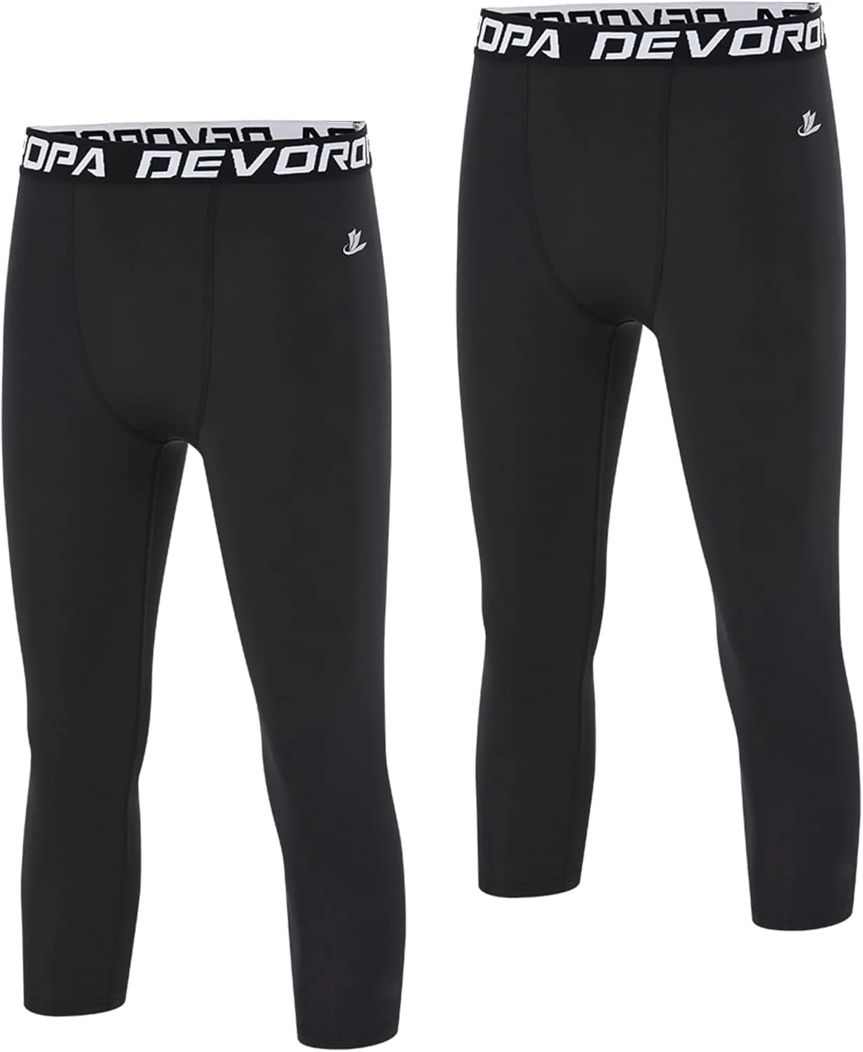 DEVOROPA Boys Leggings Quick Dry Youth Compression Pants Sports Tights Basketball Baseball Base Layer Husky/Slim/Regular Fit