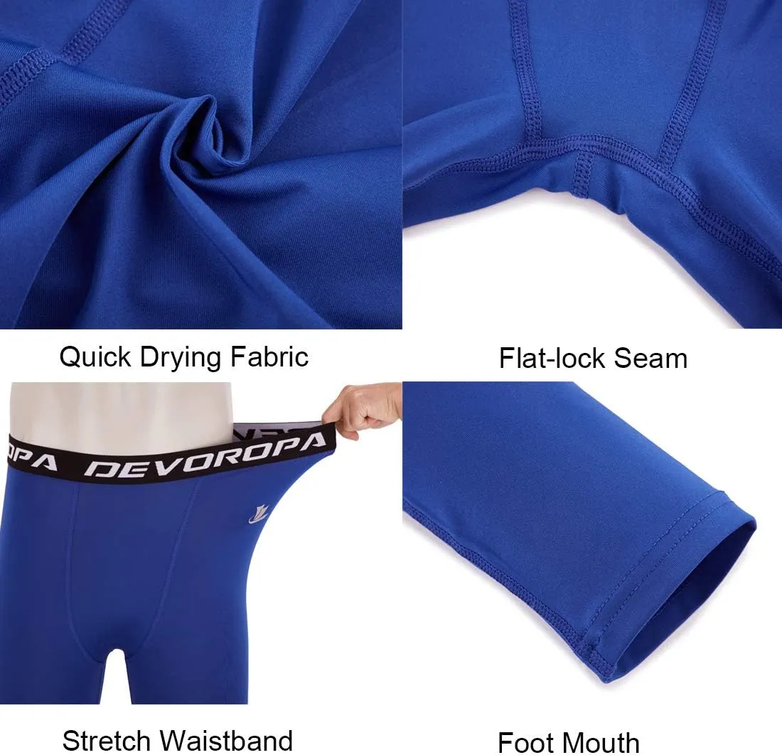 DEVOROPA Boys Leggings Quick Dry Youth Compression Pants Sports Tights Basketball Baseball Base Layer Husky/Slim/Regular Fit