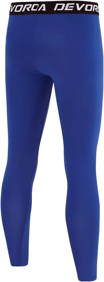 DEVOROPA Boys Leggings Quick Dry Youth Compression Pants Sports Tights Basketball Baseball Base Layer Husky/Slim/Regular Fit
