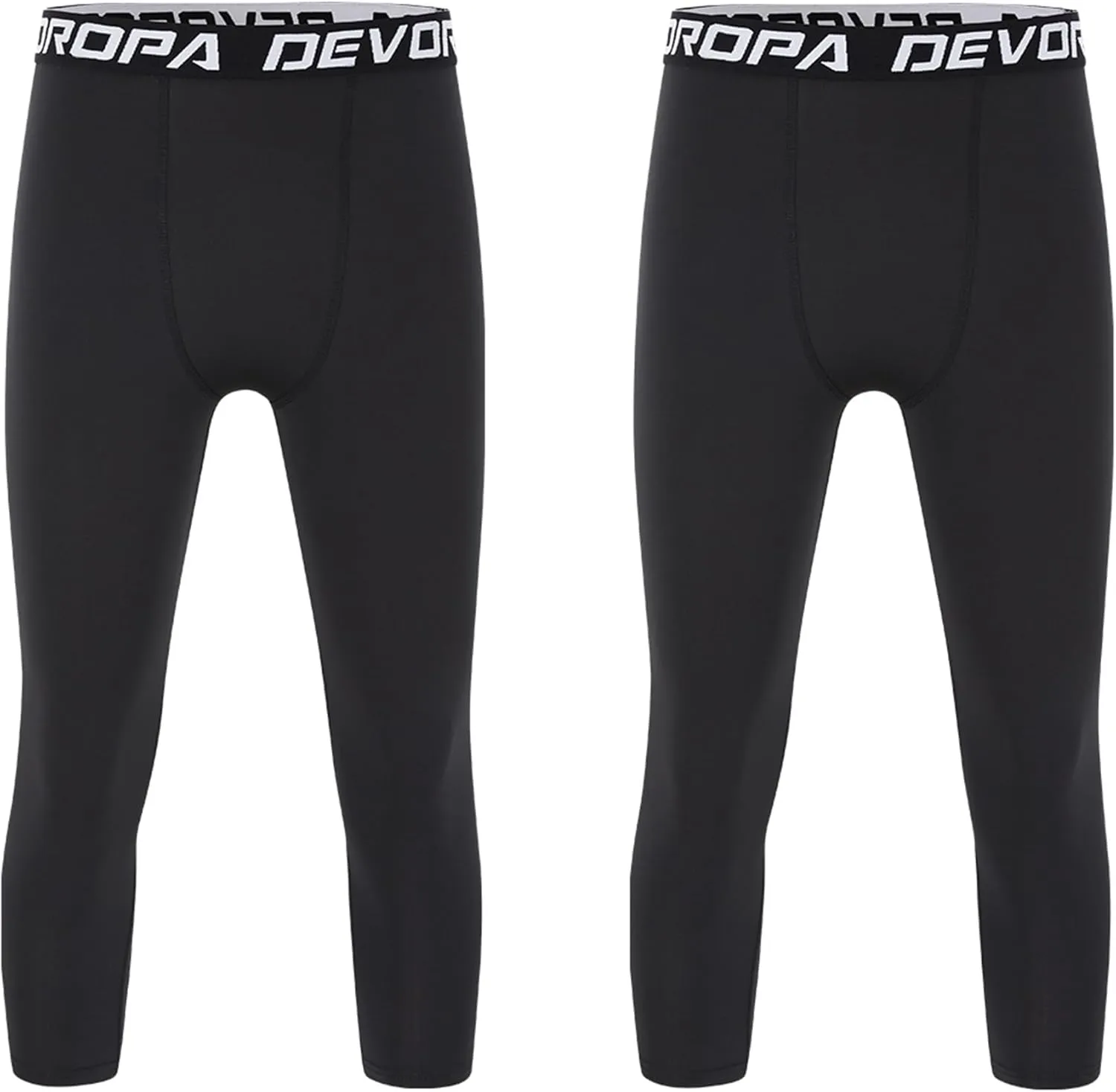 DEVOROPA Boys Leggings Quick Dry Youth Compression Pants Sports Tights Basketball Baseball Base Layer Husky/Slim/Regular Fit
