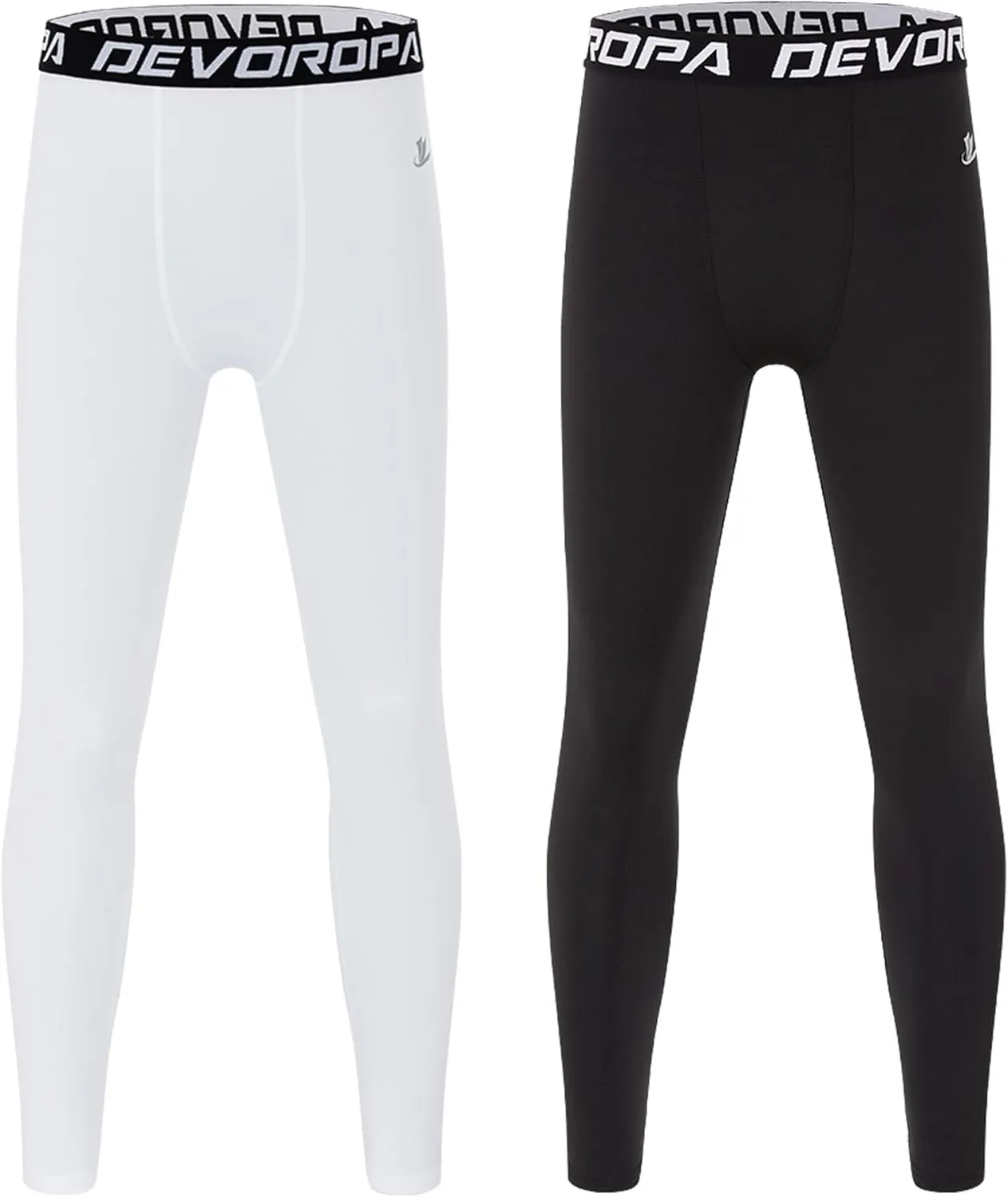 DEVOROPA Boys Leggings Quick Dry Youth Compression Pants Sports Tights Basketball Baseball Base Layer Husky/Slim/Regular Fit