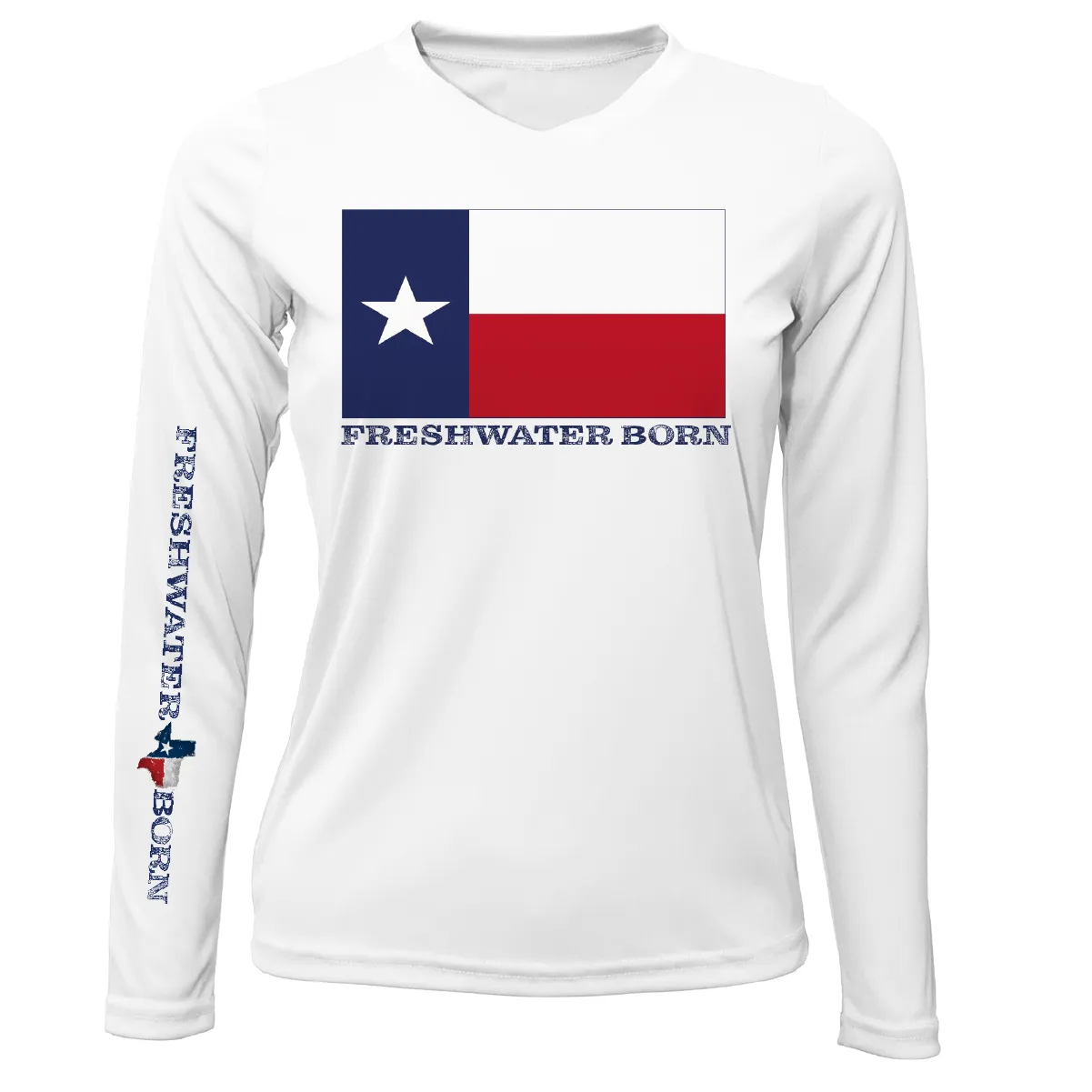 DFW, TX Flag Freshwater Born Women's Long Sleeve UPF 50  Dry-Fit Shirt
