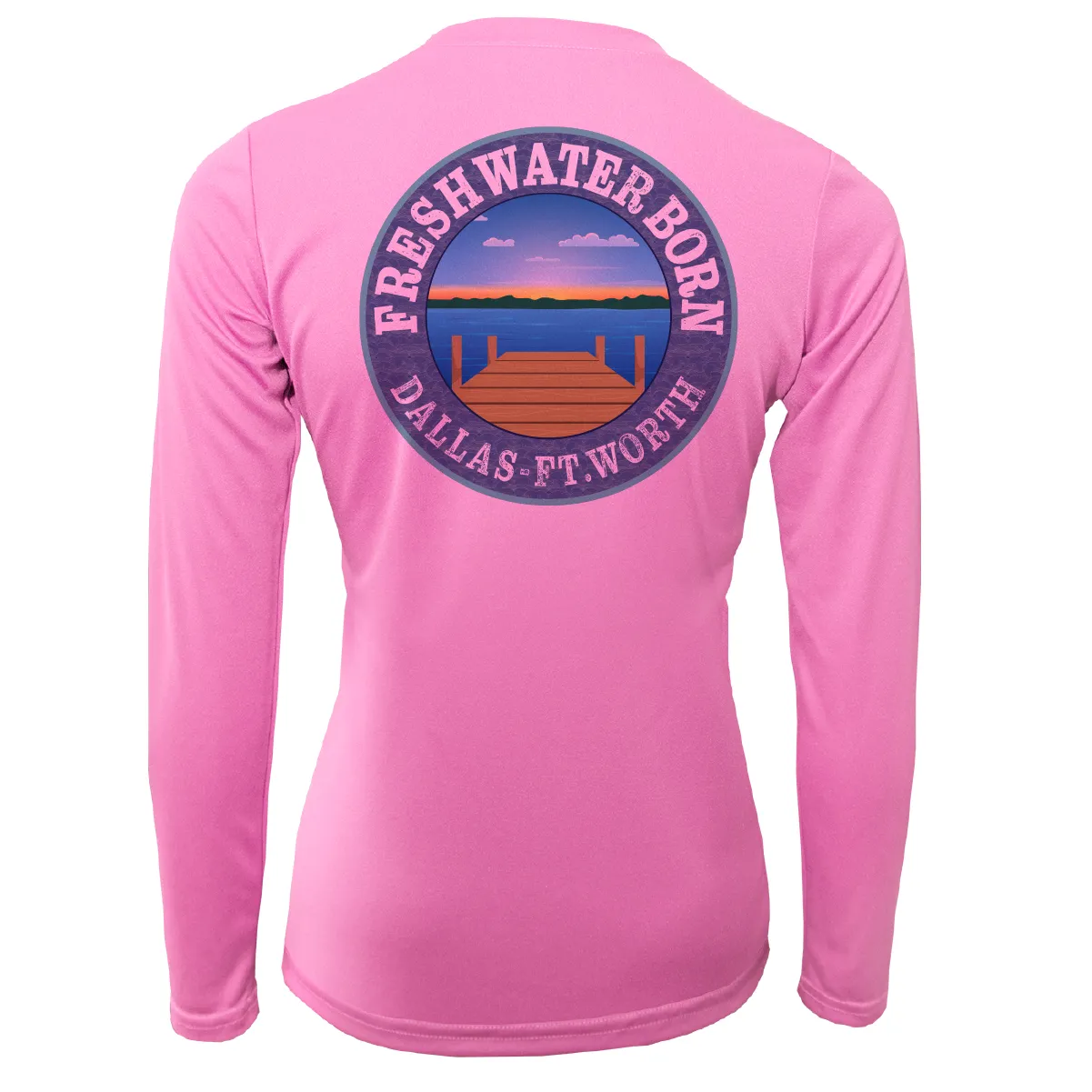 DFW, TX Flag Freshwater Born Women's Long Sleeve UPF 50  Dry-Fit Shirt