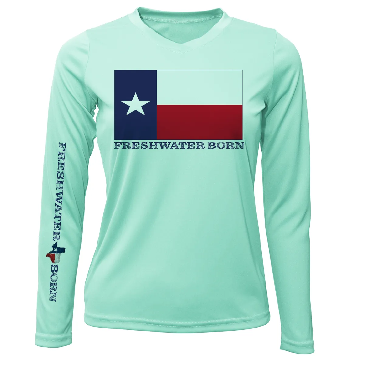 DFW, TX Flag Freshwater Born Women's Long Sleeve UPF 50  Dry-Fit Shirt