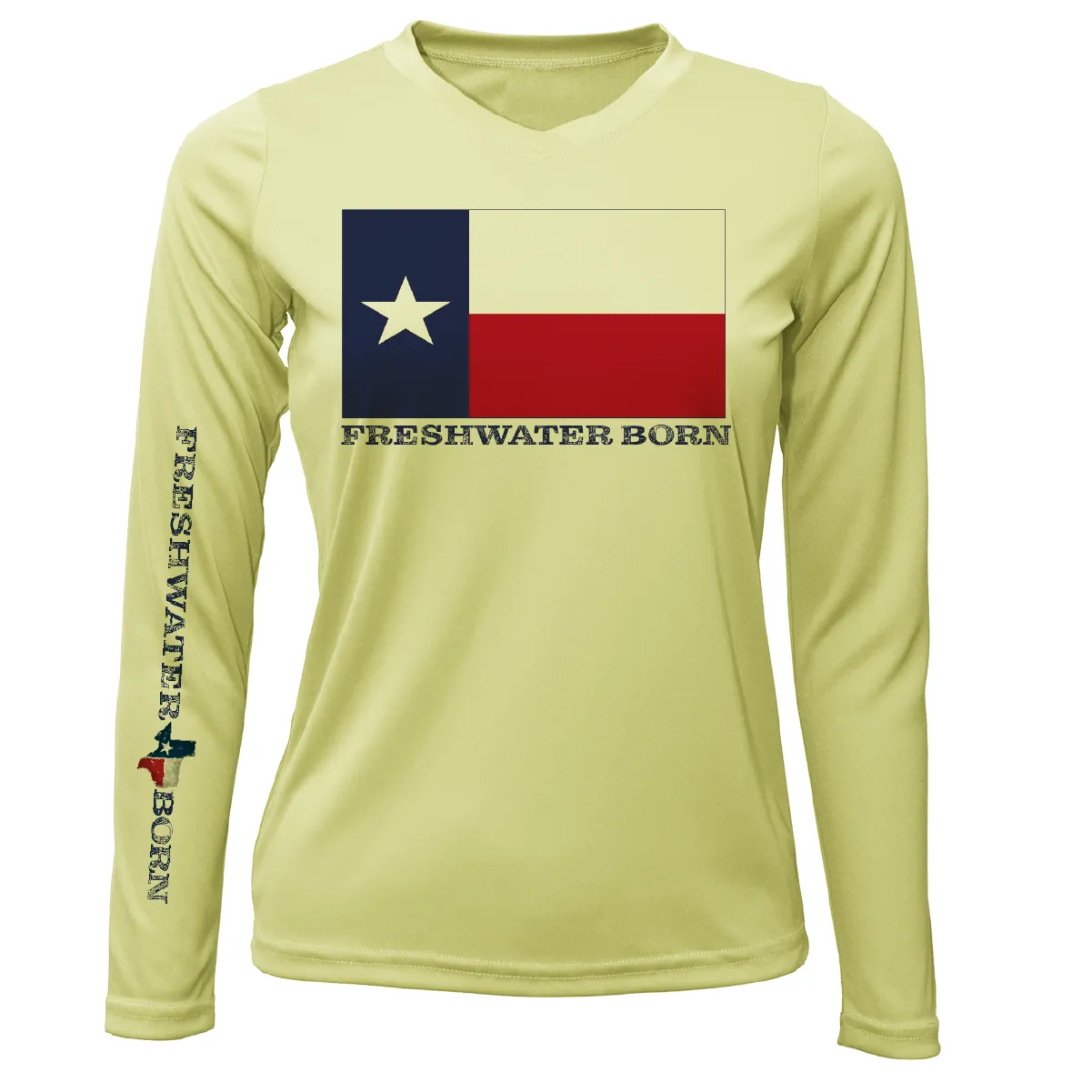 DFW, TX Flag Freshwater Born Women's Long Sleeve UPF 50  Dry-Fit Shirt