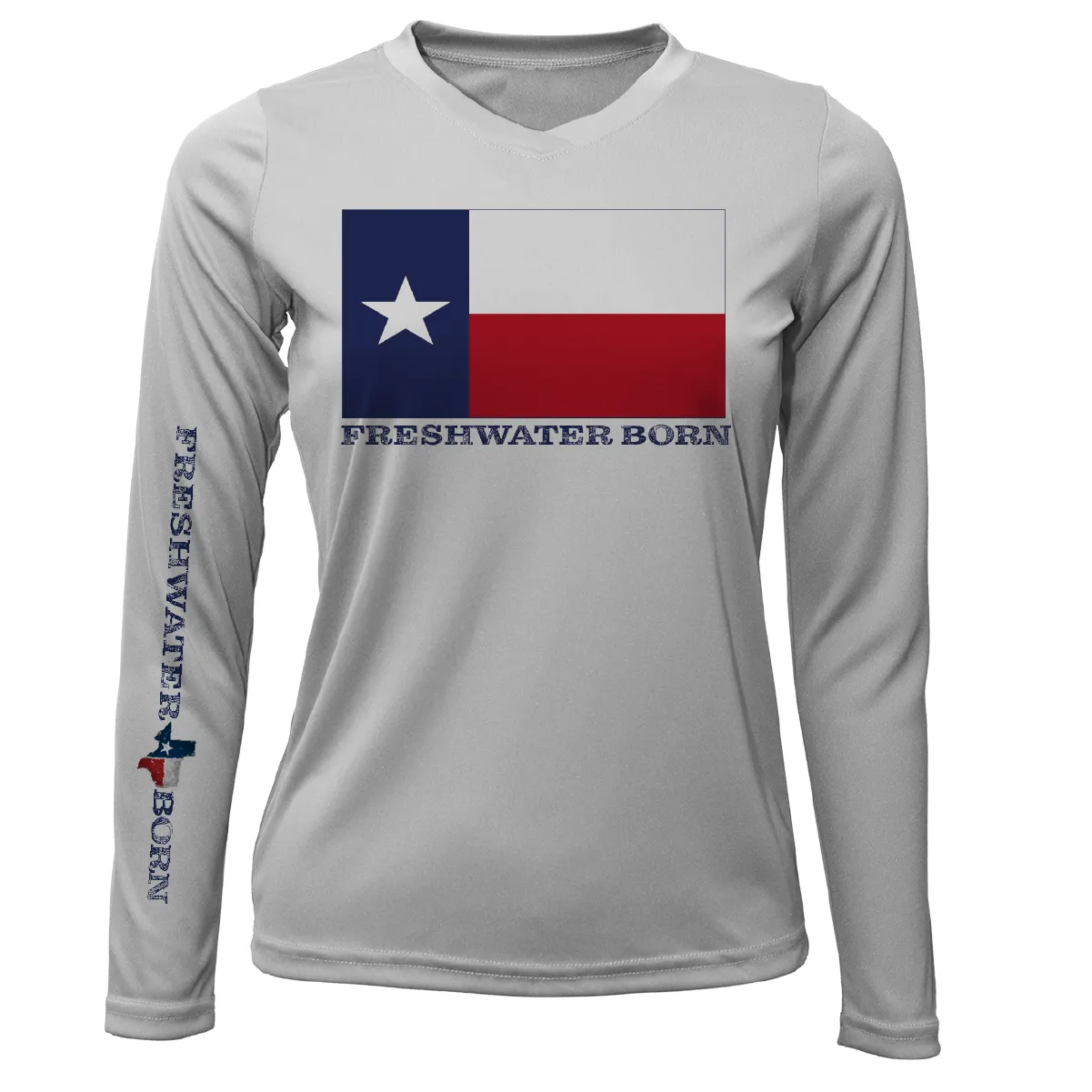 DFW, TX Flag Freshwater Born Women's Long Sleeve UPF 50  Dry-Fit Shirt