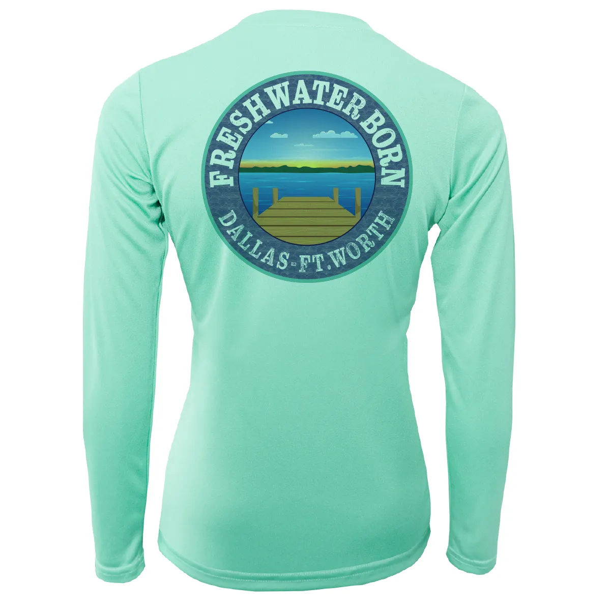 DFW, TX Flag Freshwater Born Women's Long Sleeve UPF 50  Dry-Fit Shirt