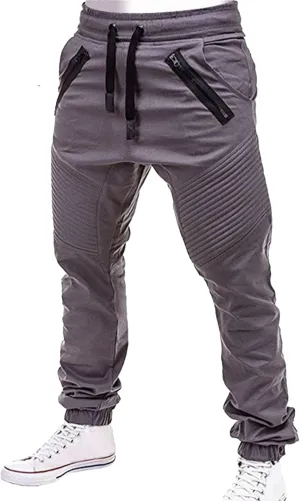 DGHM-JLMY Men's Twill Jogger Pants Elastic Waist Cotton Casual Cargo Pants Soft Stretch Slim Fit Tapered Trousers