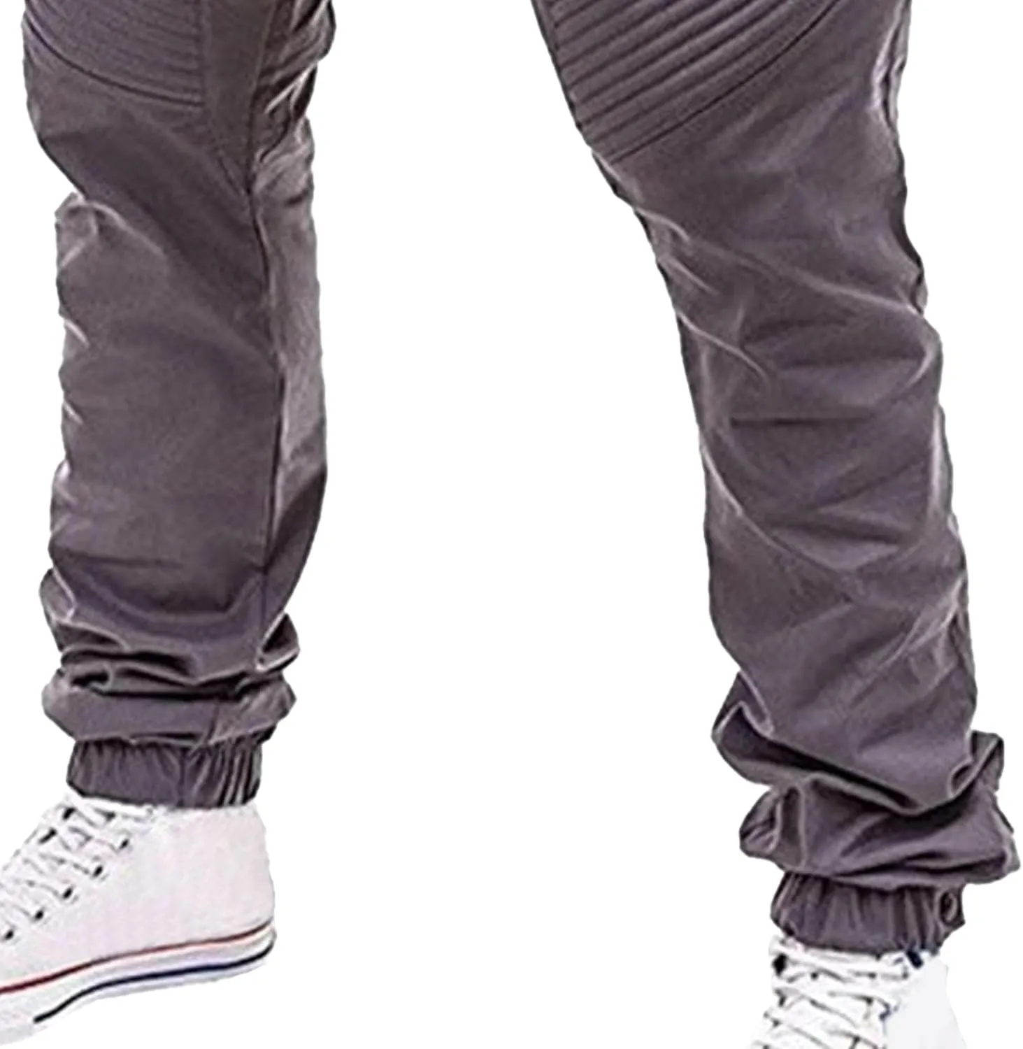 DGHM-JLMY Men's Twill Jogger Pants Elastic Waist Cotton Casual Cargo Pants Soft Stretch Slim Fit Tapered Trousers