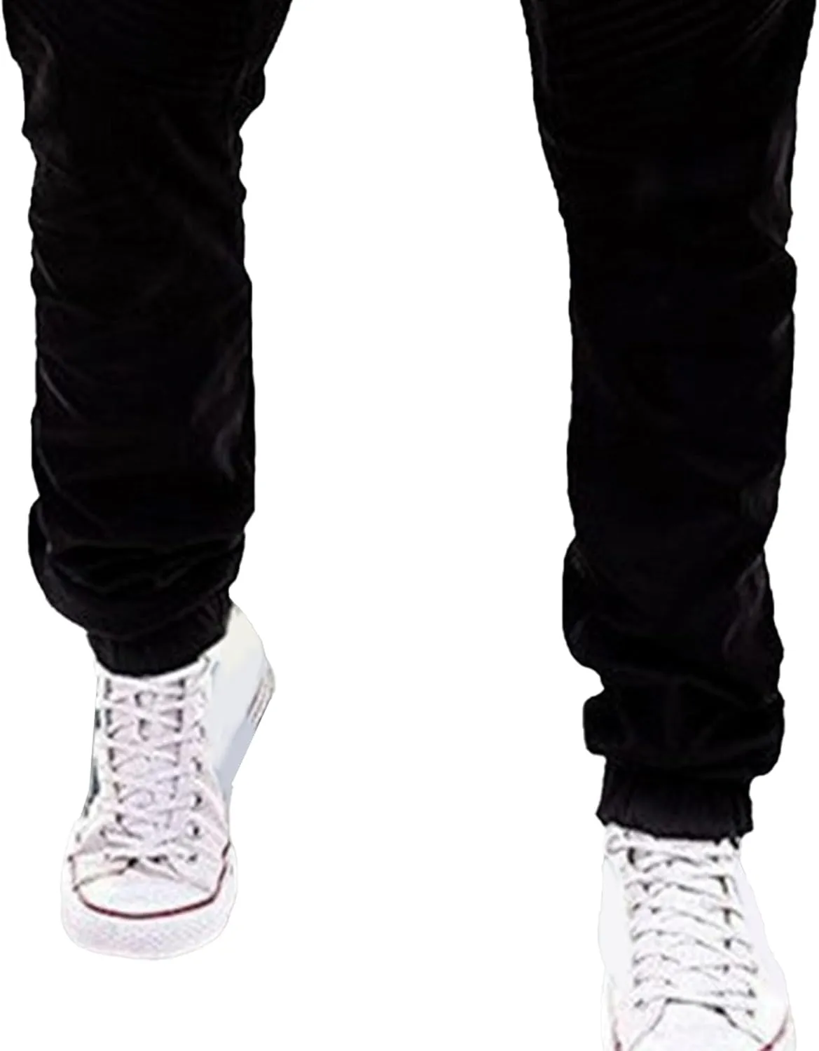 DGHM-JLMY Men's Twill Jogger Pants Elastic Waist Cotton Casual Cargo Pants Soft Stretch Slim Fit Tapered Trousers
