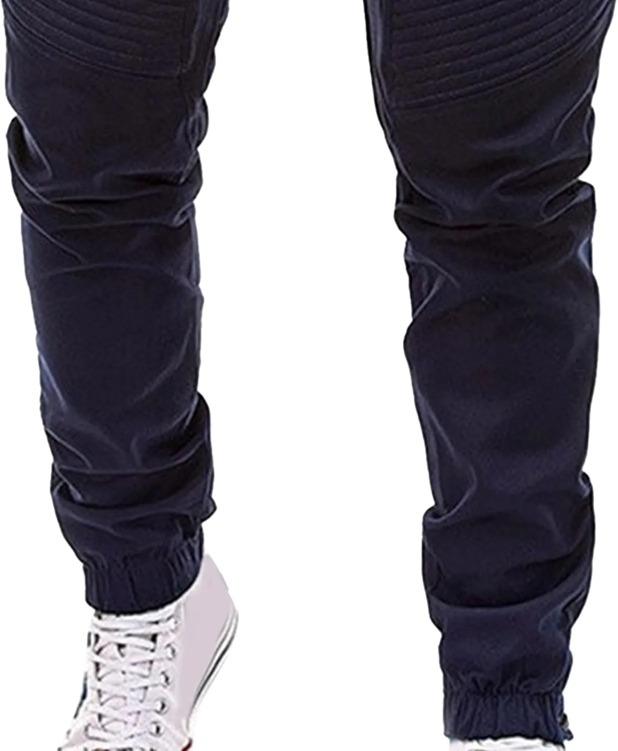 DGHM-JLMY Men's Twill Jogger Pants Elastic Waist Cotton Casual Cargo Pants Soft Stretch Slim Fit Tapered Trousers