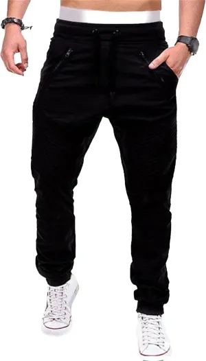 DGHM-JLMY Men's Twill Jogger Pants Elastic Waist Cotton Casual Cargo Pants Soft Stretch Slim Fit Tapered Trousers