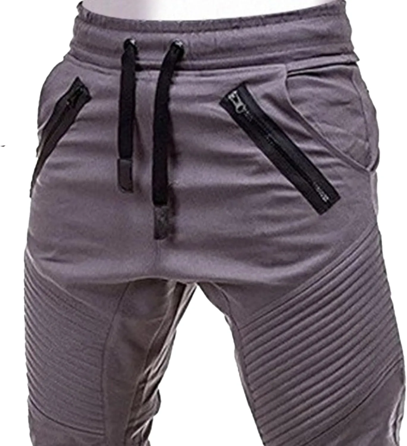 DGHM-JLMY Men's Twill Jogger Pants Elastic Waist Cotton Casual Cargo Pants Soft Stretch Slim Fit Tapered Trousers