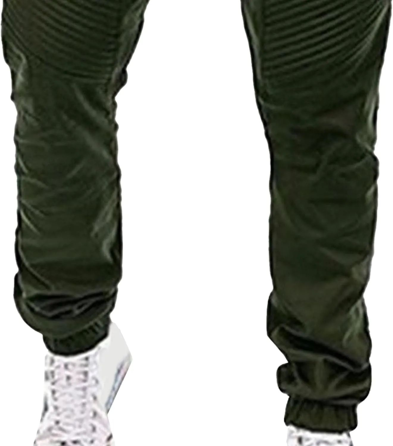 DGHM-JLMY Men's Twill Jogger Pants Elastic Waist Cotton Casual Cargo Pants Soft Stretch Slim Fit Tapered Trousers